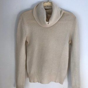100% CASHMERE Cream/Beige Turtleneck Sweater